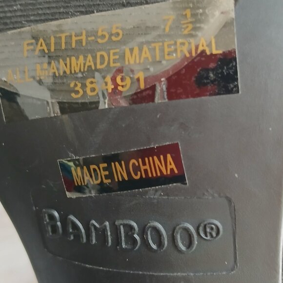 Bamboo 'Faith' Black Suede Crochet Ankle Strap 4"Block Heel Sandals NWOB Sz 7.5 - Picture 13 of 14